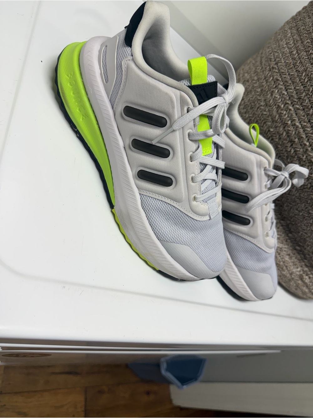adidas Kids Sneakers - White with Neon Yellow Accents